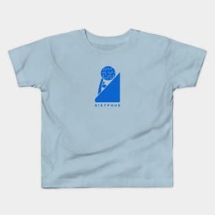 Sisyphus,Minimalist design for ancient Greek mythology fans in blue ink Kids T-Shirt